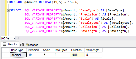 変数やスカラー値関数の戻り値などのデータ型を確認する方法 2