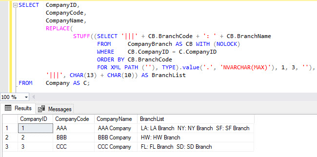 T-SQL - 文字列に改行を挿入する 3