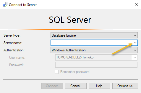 SQL Server Management Studio (SSMS) でデータベースに接続する 3