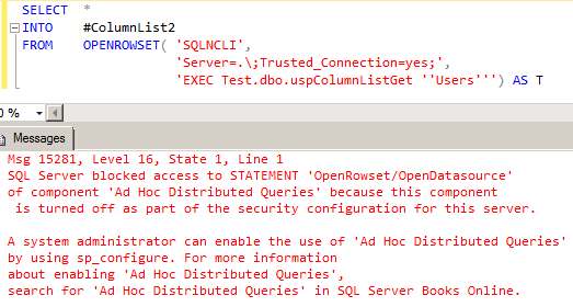ストアドプロシージャの結果からテーブルを生成する 2