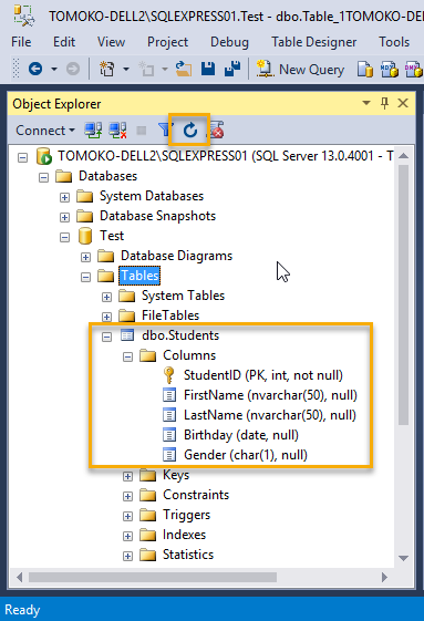 SQL Server Management Studio - テーブルを作成する 7