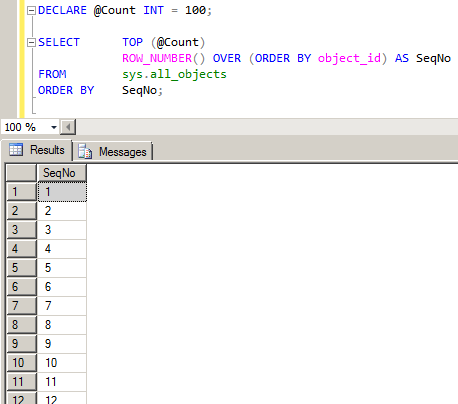 SQL で動的に連番テーブルを生成する 2