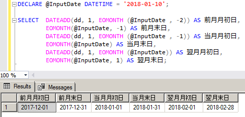 EOMONTH で月初と月末の日付を取得する方法 1