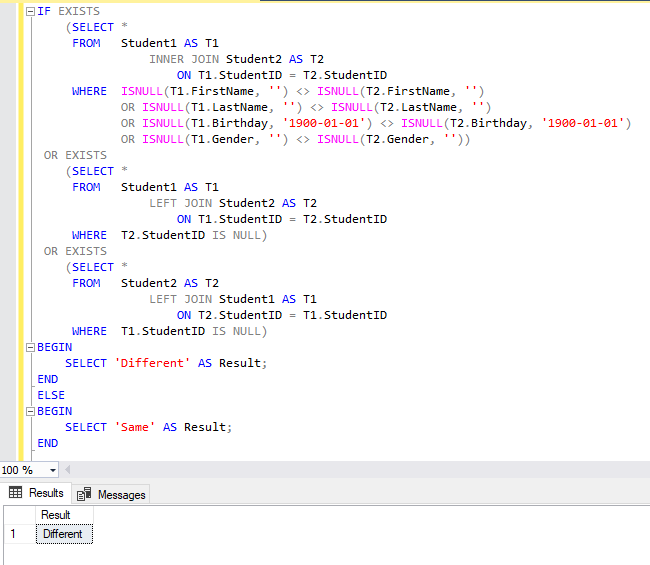 SQL Server - 二つのテーブルのデータが完全に同じか比較する方法 5