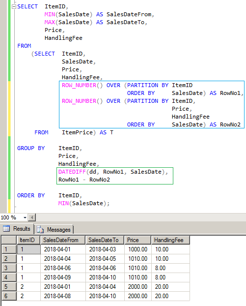SQL で連続する日ごとのデータを日付範囲のデータにまとめる 4