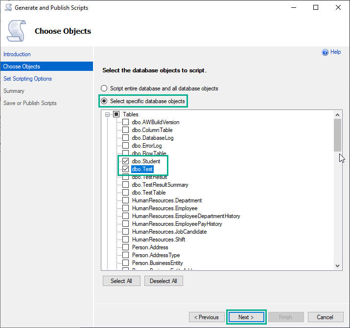 スクリプトを生成してテーブルのデータをコピーする方法 3