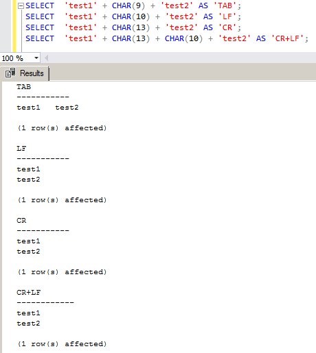 T-SQL - 文字列に改行を挿入する 1