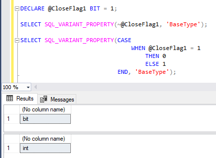 SQL Server - BIT の反転させた値を取得する方法 3