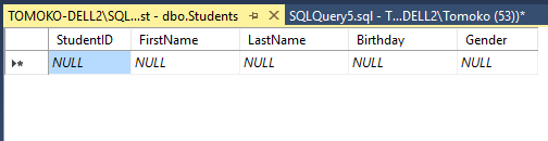 SQL Server Management Studio - データを挿入・変更・削除する 2