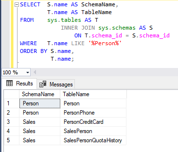 データベース内の全テーブル (table) を取得する 2