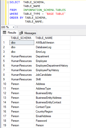 データベース内の全テーブル (table) を取得する 4