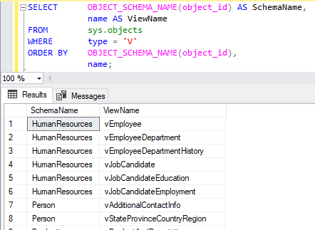 データベース内の全ビュー(view) を取得する 2