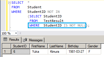 NOT IN を使う時は NULL に特に注意 3
