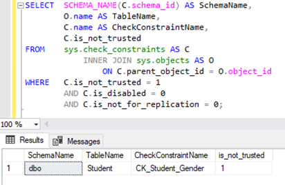 検証されていない not trusted の CHECK 制約 1
