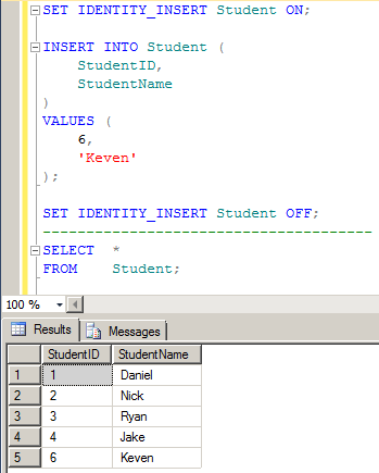 IDENTITY カラムにデータを指定してインサートする 3
