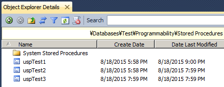 ストアドプロシージャの作成日時と更新日時を確認する5