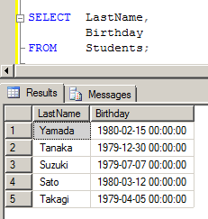 Select 文の実行結果 2
