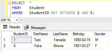 SQL - BETWEEN の使い方 3