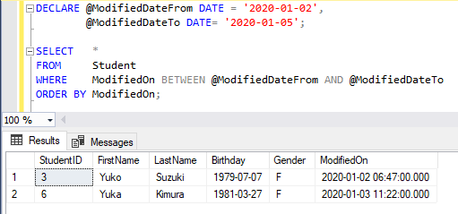 SQL - BETWEEN の使い方 7