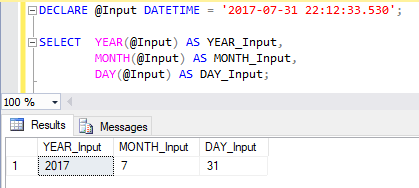 YEAR, MONTH, DAY ファンクション