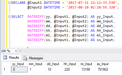 DATEDIFF ファンクション