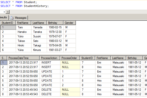 SQL Server の DML トリガーを作成する 6