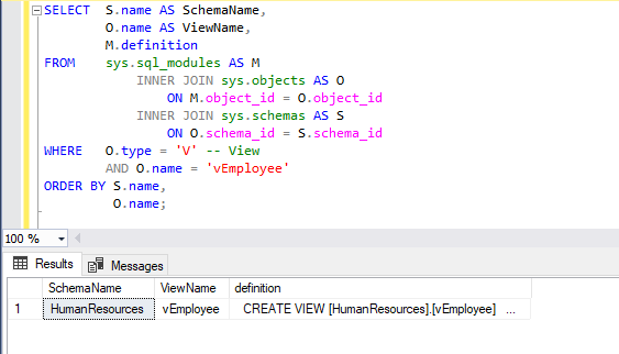 SQL Server - View の定義をクエリーで取得する方法 1