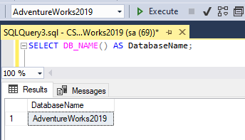 T-SQL で現在のデータベース名を取得する方法 1
