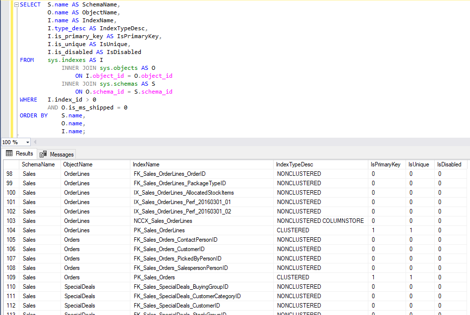 データベース内の全てのインデックス (index) を取得する 1