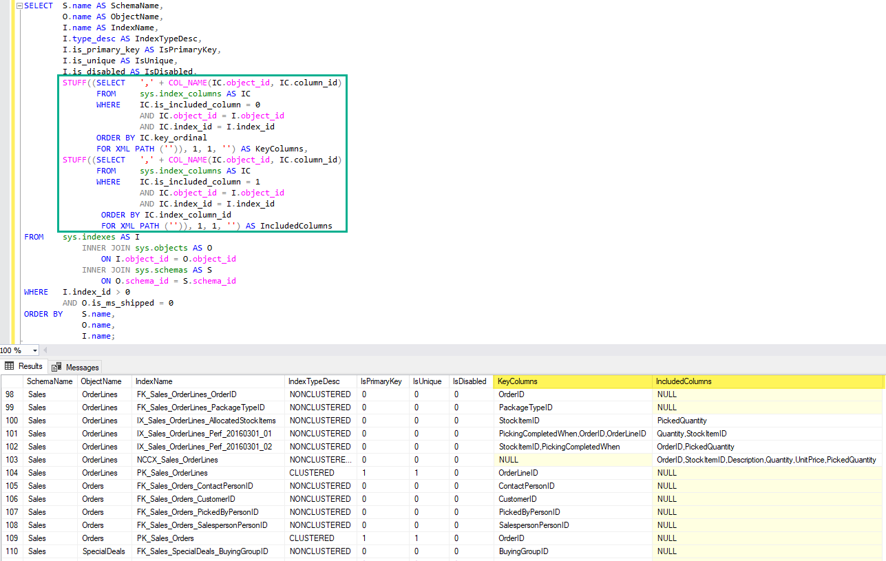 データベース内の全てのインデックス (index) を取得する 2