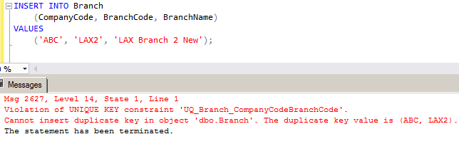 SQL Server の UNIQUE 制約を作成する 5