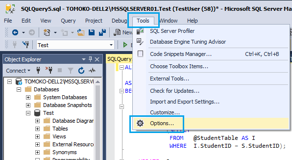 クエリエディターにライン番号を表示する 2