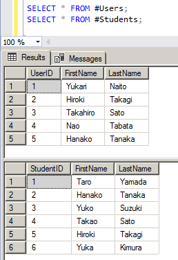 T-SQL の EXCEPT 演算子 1