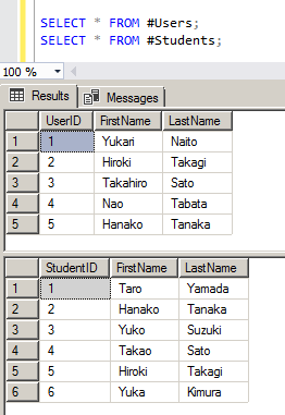 T-SQL の INTERSECT 演算子 1