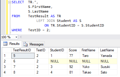 OUTER JOIN （外部結合）を使ってデータを取得する 3