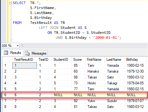 OUTER JOIN （外部結合）を使ってデータを取得する 6