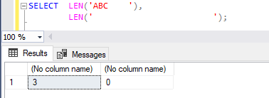 T-SQL - LEN() 関数は末尾の空白をカウントしない 2
