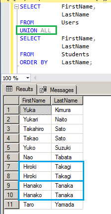 UNION と UNION ALL で結合 3